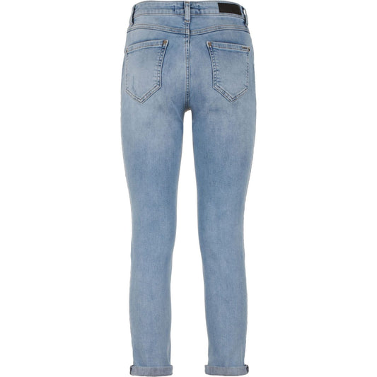 Chic Imperfect Blue Cotton Blend Denim Imperfect