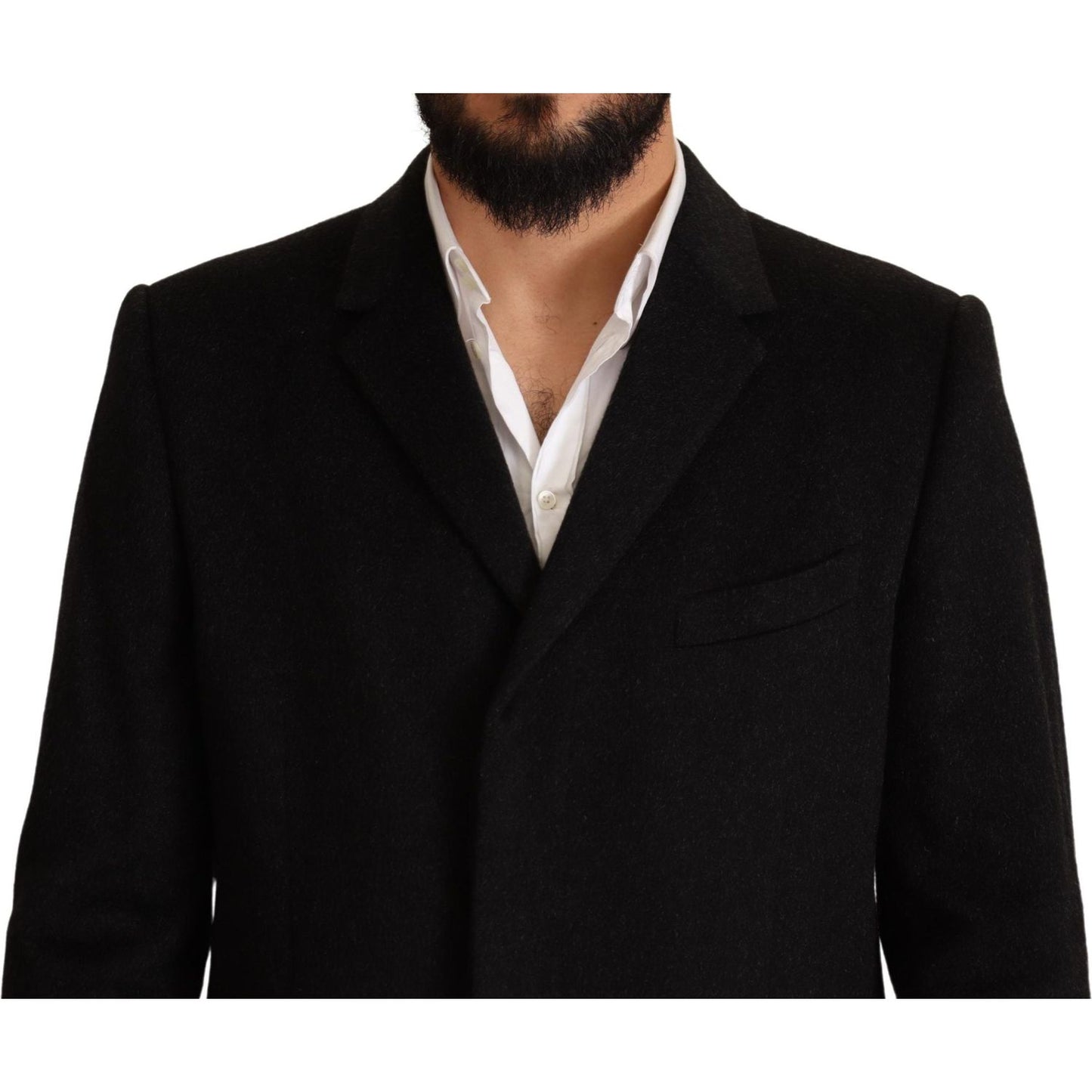 Dolce & Gabbana Elegant Gray Long Overcoat in Pure Cashmere MAN COATS & JACKETS Dolce & Gabbana