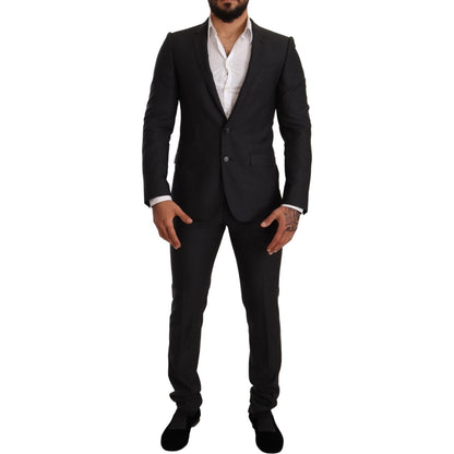 Dolce & Gabbana Gray Wool MARTINI Slim Fit Set Suit