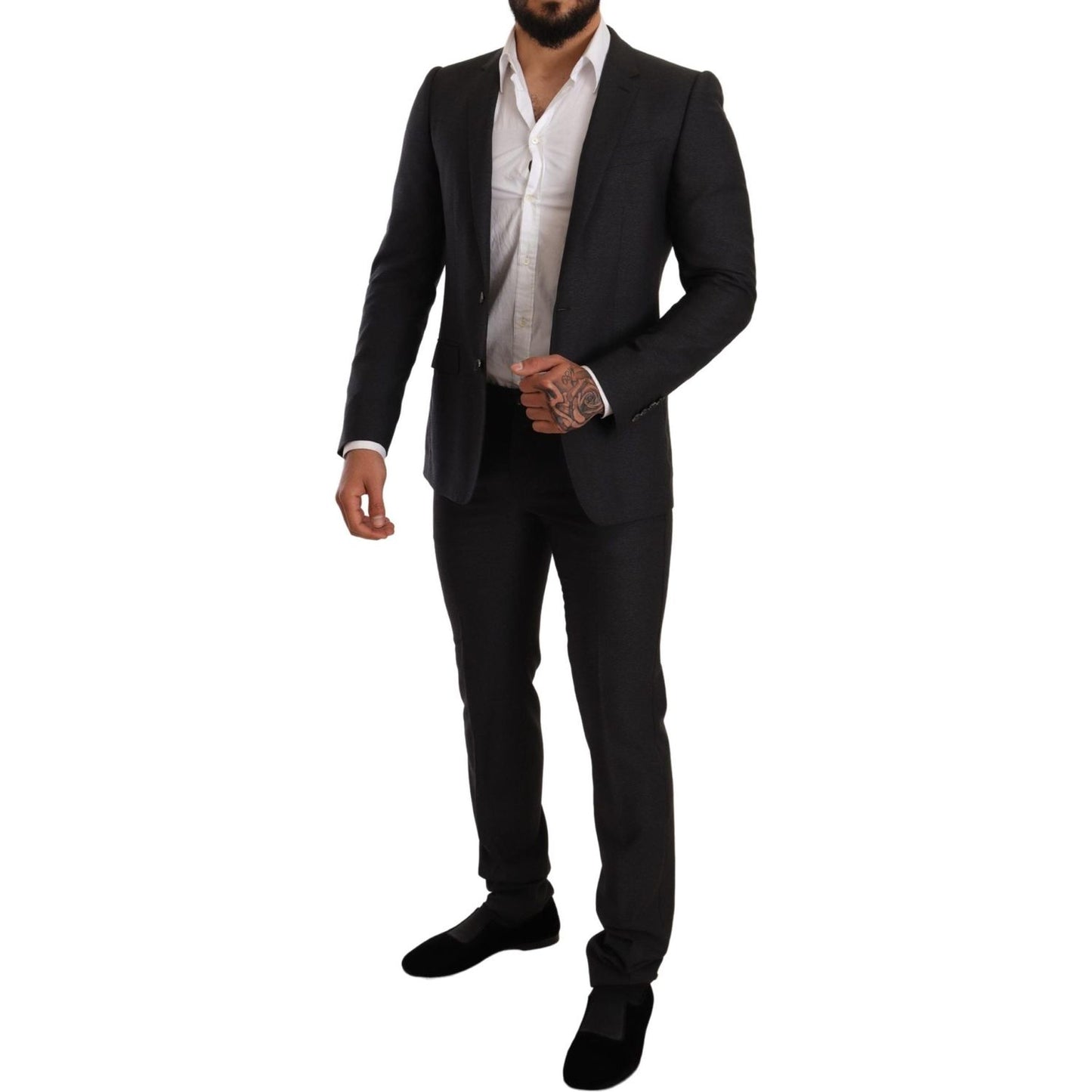 Dolce & Gabbana Gray Wool MARTINI Slim Fit Set Suit