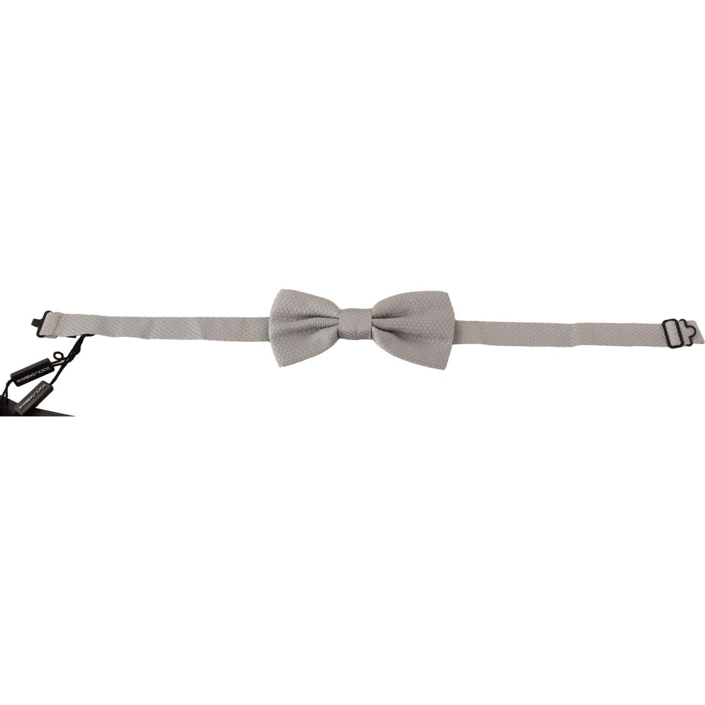 Dolce & Gabbana Silver Gray 100% Silk Adjustable Neck Papillon Bow Tie