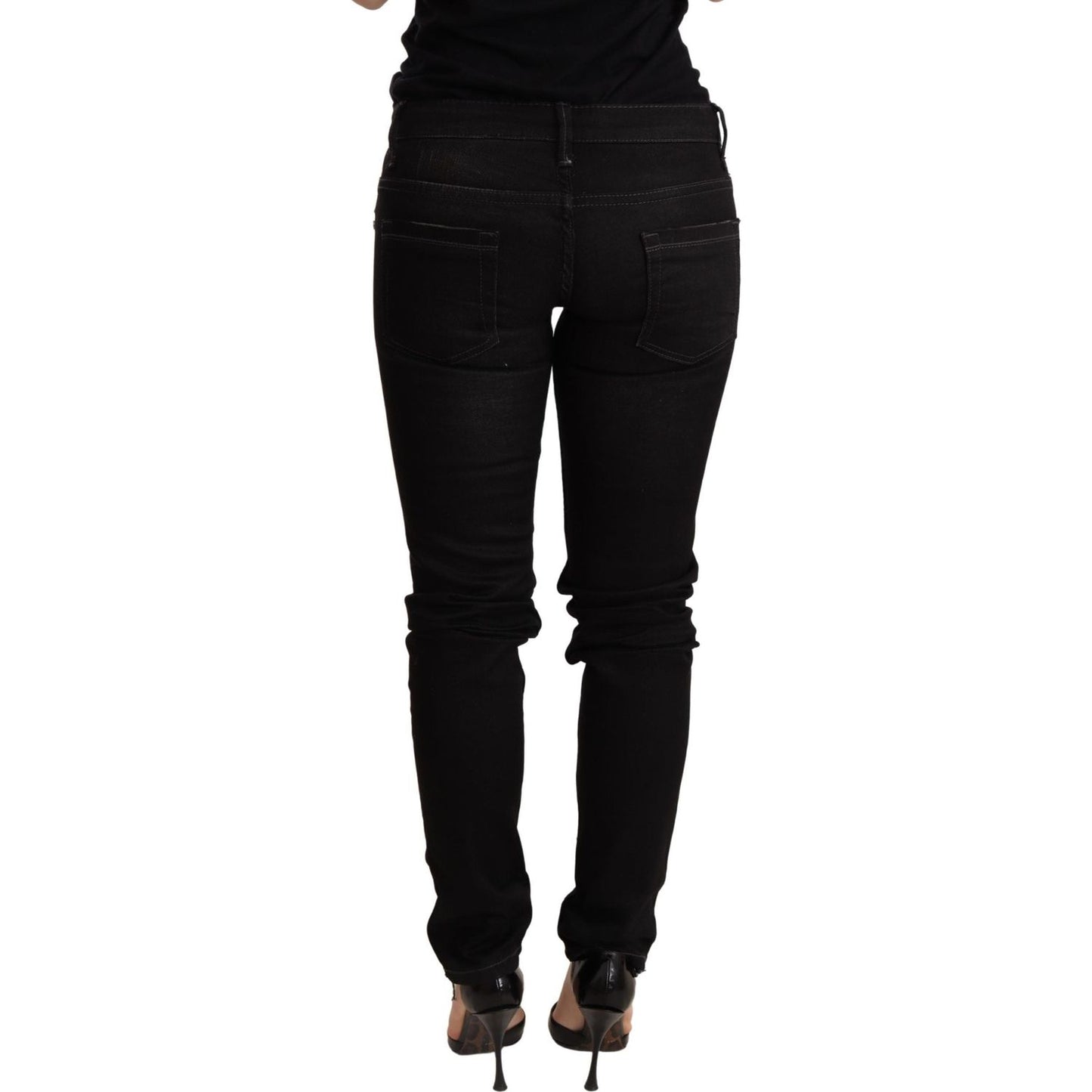 Acht Chic Black Low Waist Skinny Denim MAN TROUSERS Acht