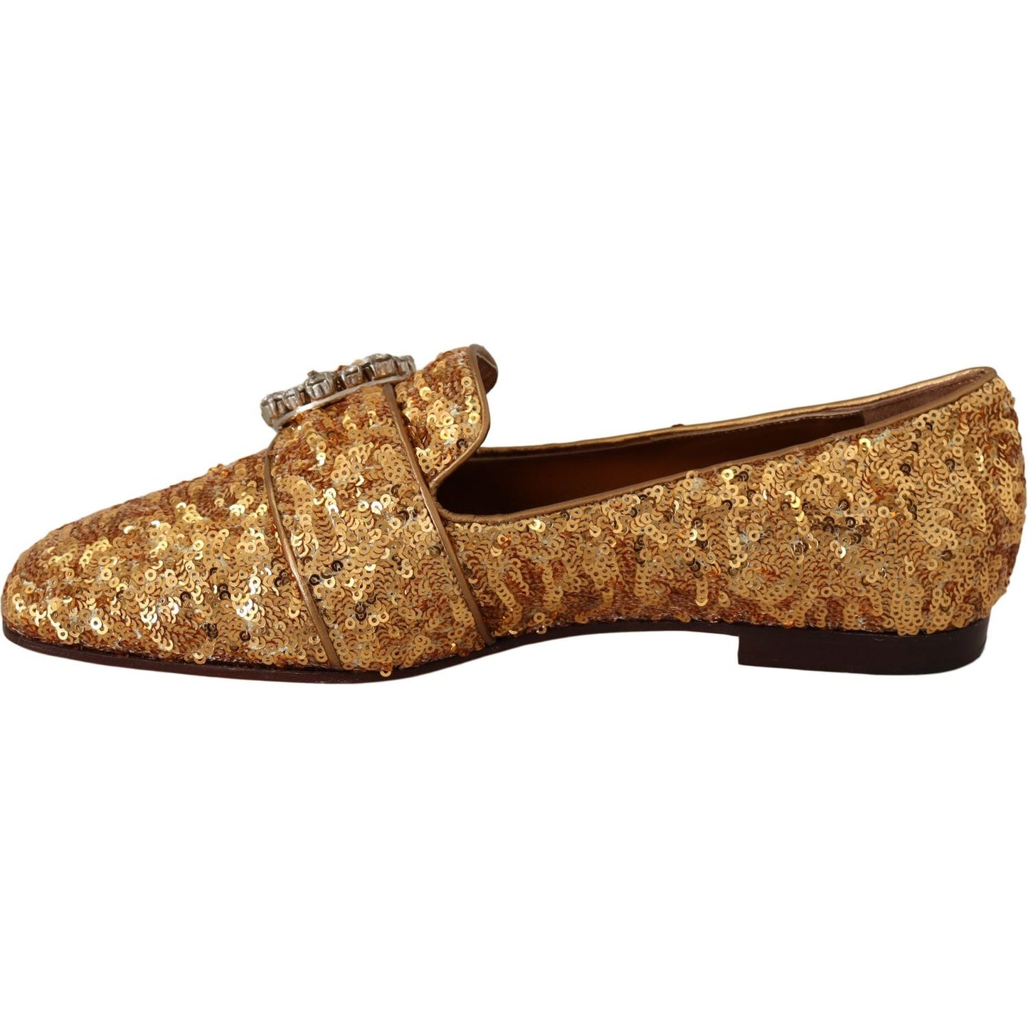 Elegant Gold Sequin Crystal Flats