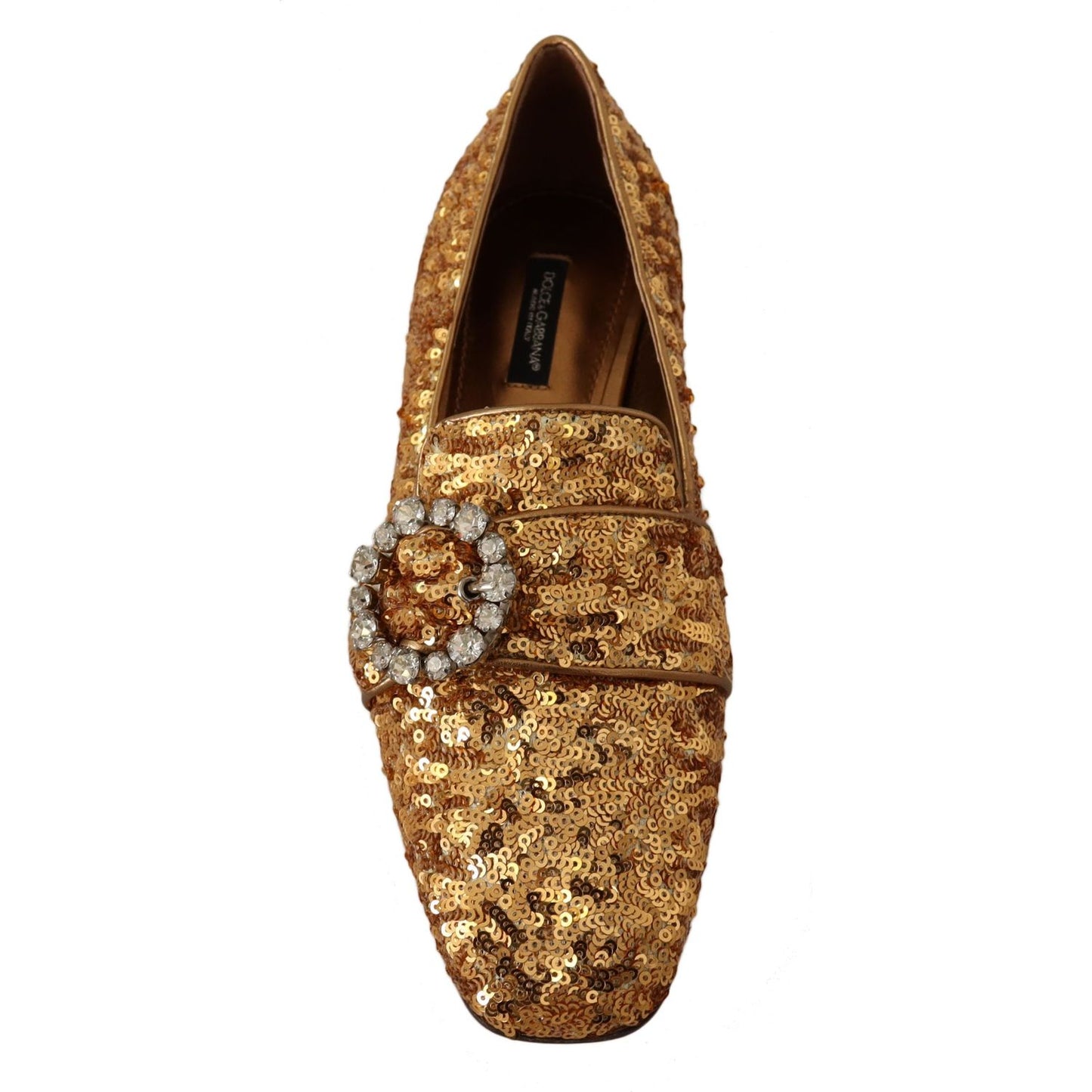 Elegant Gold Sequin Crystal Flats