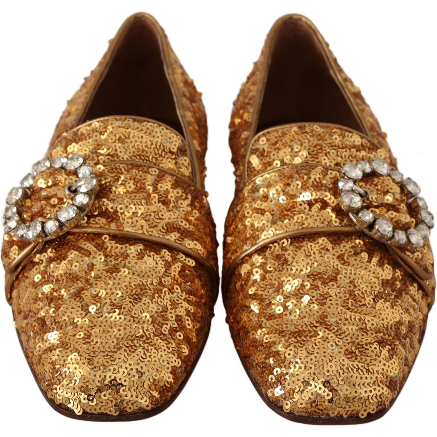 Elegant Gold Sequin Crystal Flats