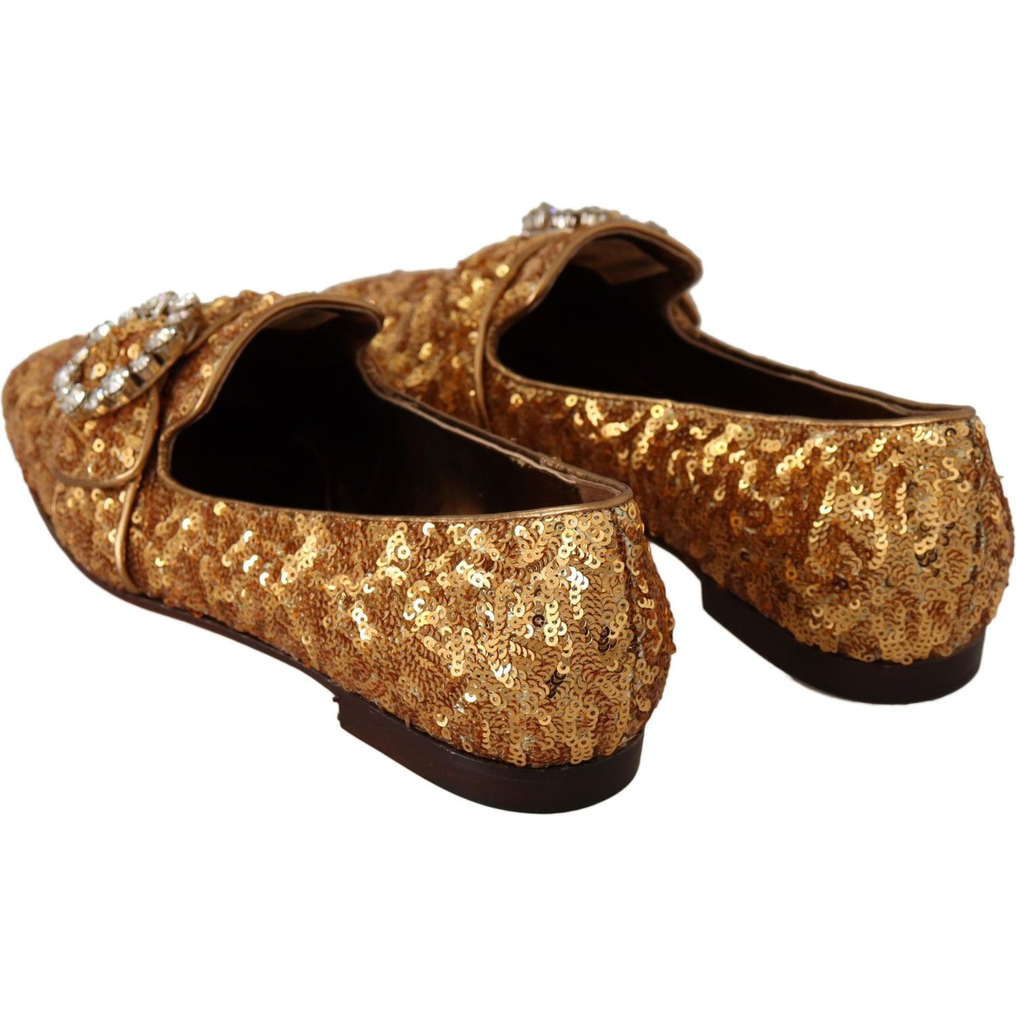 Elegant Gold Sequin Crystal Flats