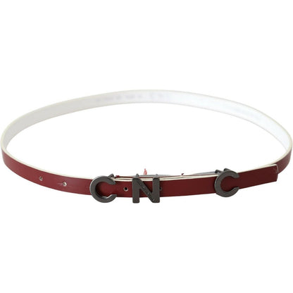 Costume National Maroon Leather Logo Skinny Fashion