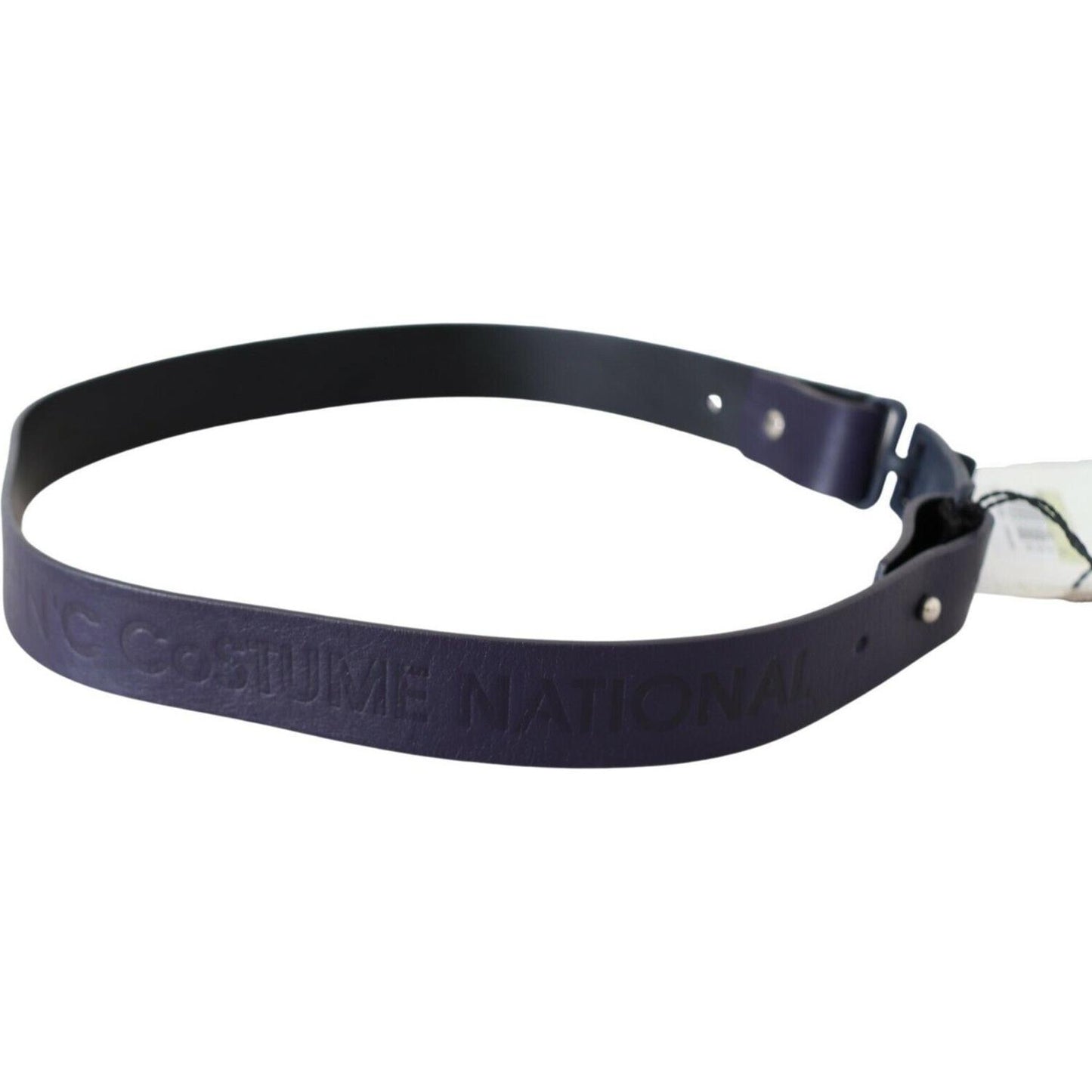 Costume National Black Leather Normal Logo Buckle Waist Belt