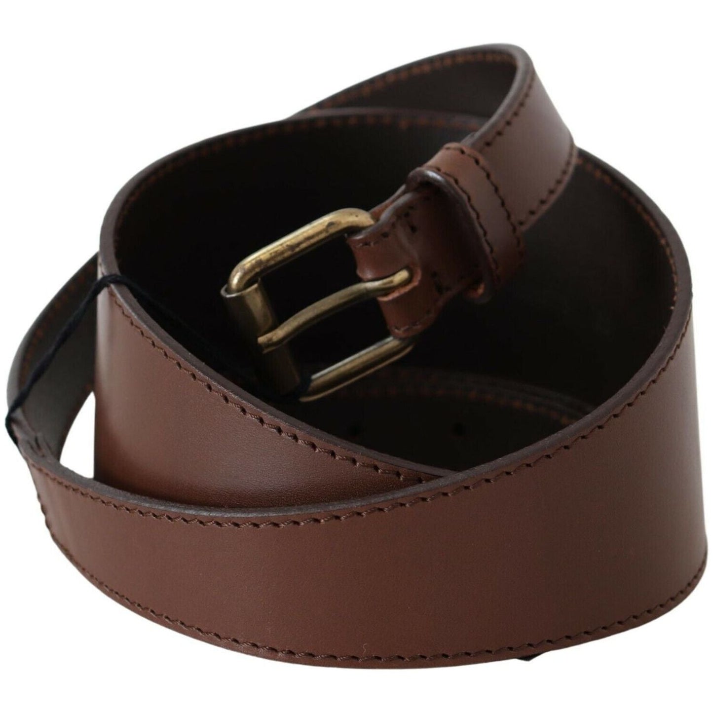 PLEIN SUD Brown Genuine Leather Rustic Metal Buckle Belt