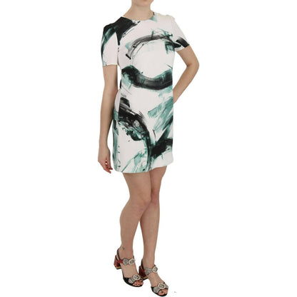 Dolce & Gabbana White Black Blue Shift Short Mini Dress
