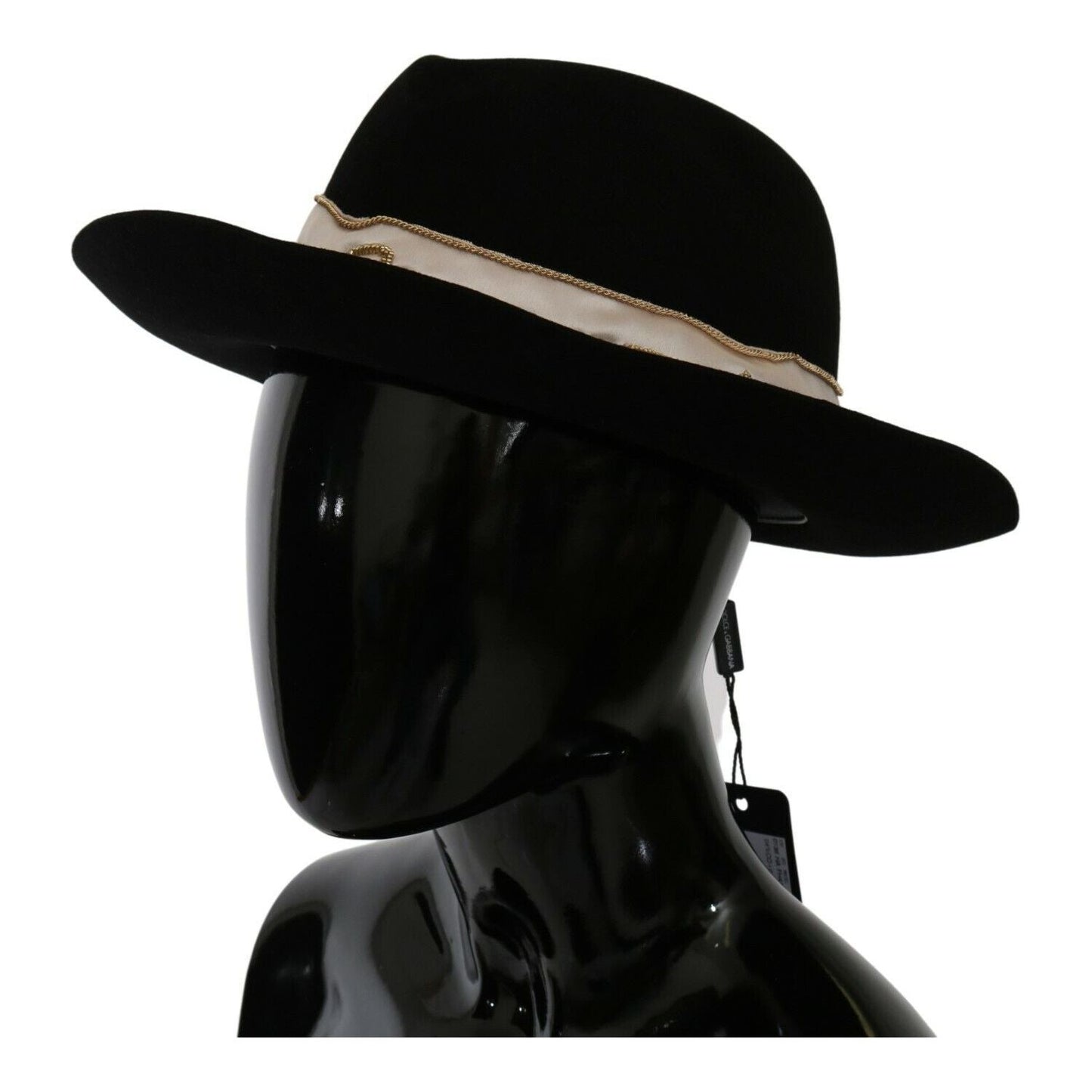 Dolce & Gabbana Black Lapin Amor Gignit Wide Brim Panama Hat