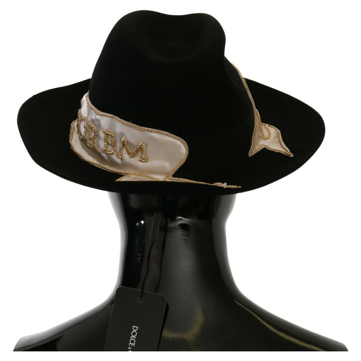 Dolce & Gabbana Elegant Black Lapin Wide Brim Panama Hat WOMAN HATS Dolce & Gabbana