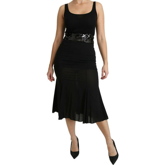 Dolce & Gabbana Chic High Waist Black Silk Blend Skirt Dolce & Gabbana