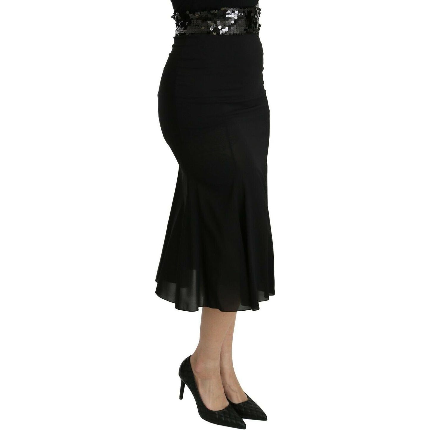 Dolce & Gabbana Chic High Waist Black Silk Blend Skirt Dolce & Gabbana