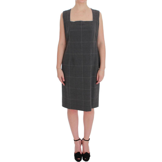 BENCIVENGA Gray Checkered Cotton Blazer Dress Set Suit