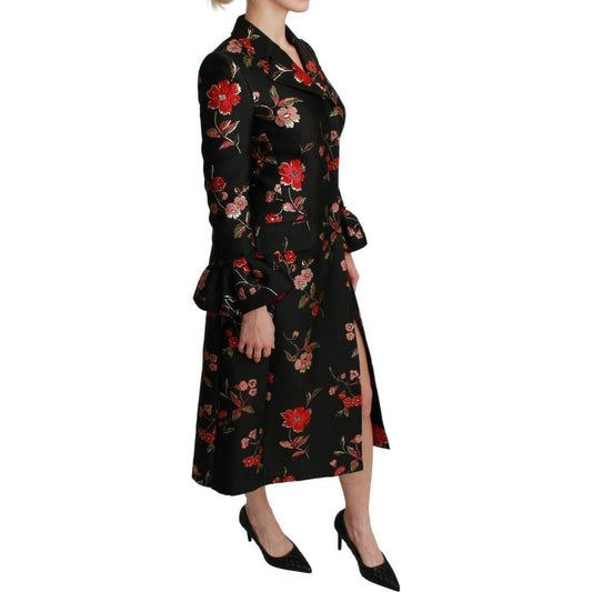 Dolce & Gabbana Elegant Floral Embroidered Trench Coat Dolce & Gabbana