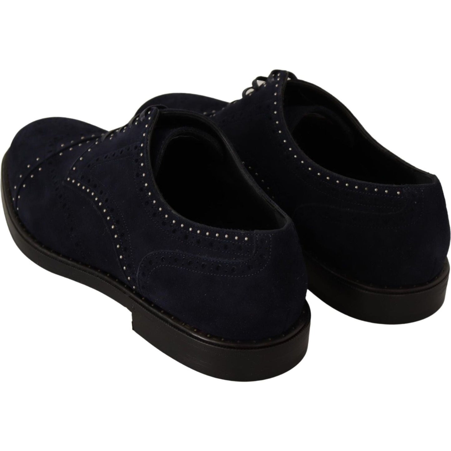 Dolce & Gabbana Blue Suede Leather Derby Studded Shoes