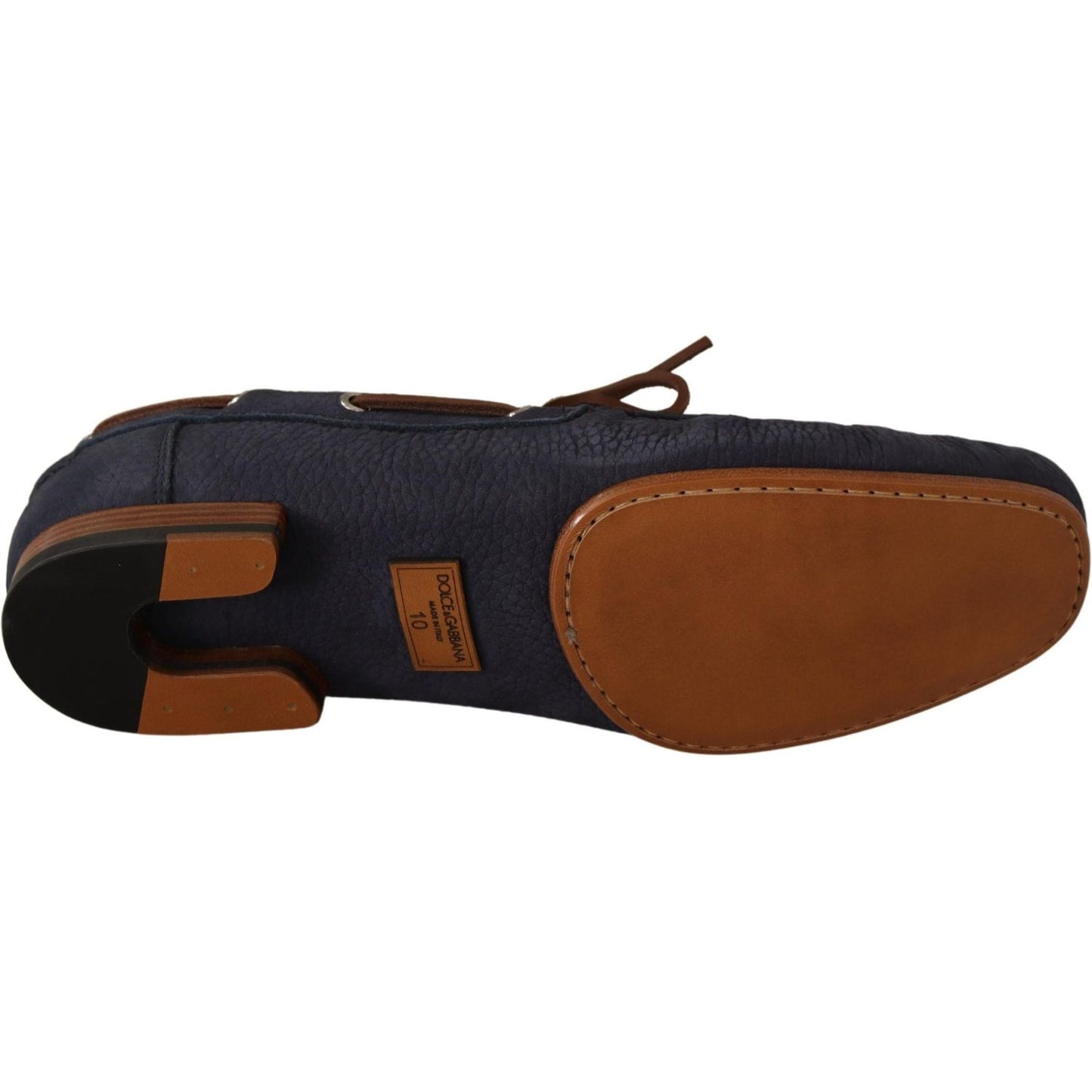 Dolce & Gabbana Elegant Blue & Brown Leather Boat Shoes MAN LOAFERS Dolce & Gabbana