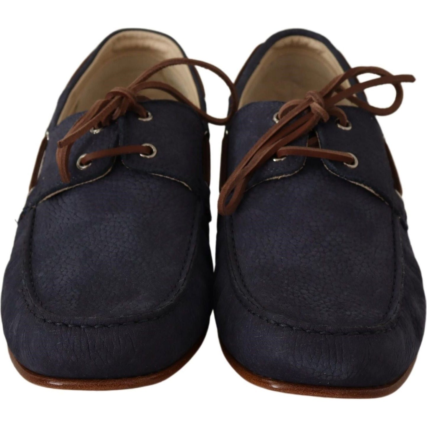 Dolce & Gabbana Elegant Blue & Brown Leather Boat Shoes MAN LOAFERS Dolce & Gabbana