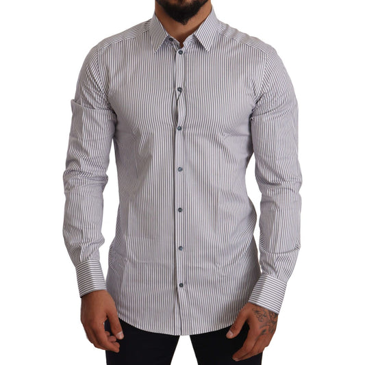 Dolce & Gabbana Elegant Slim Fit Striped Cotton Shirt MAN SHIRTS Dolce & Gabbana