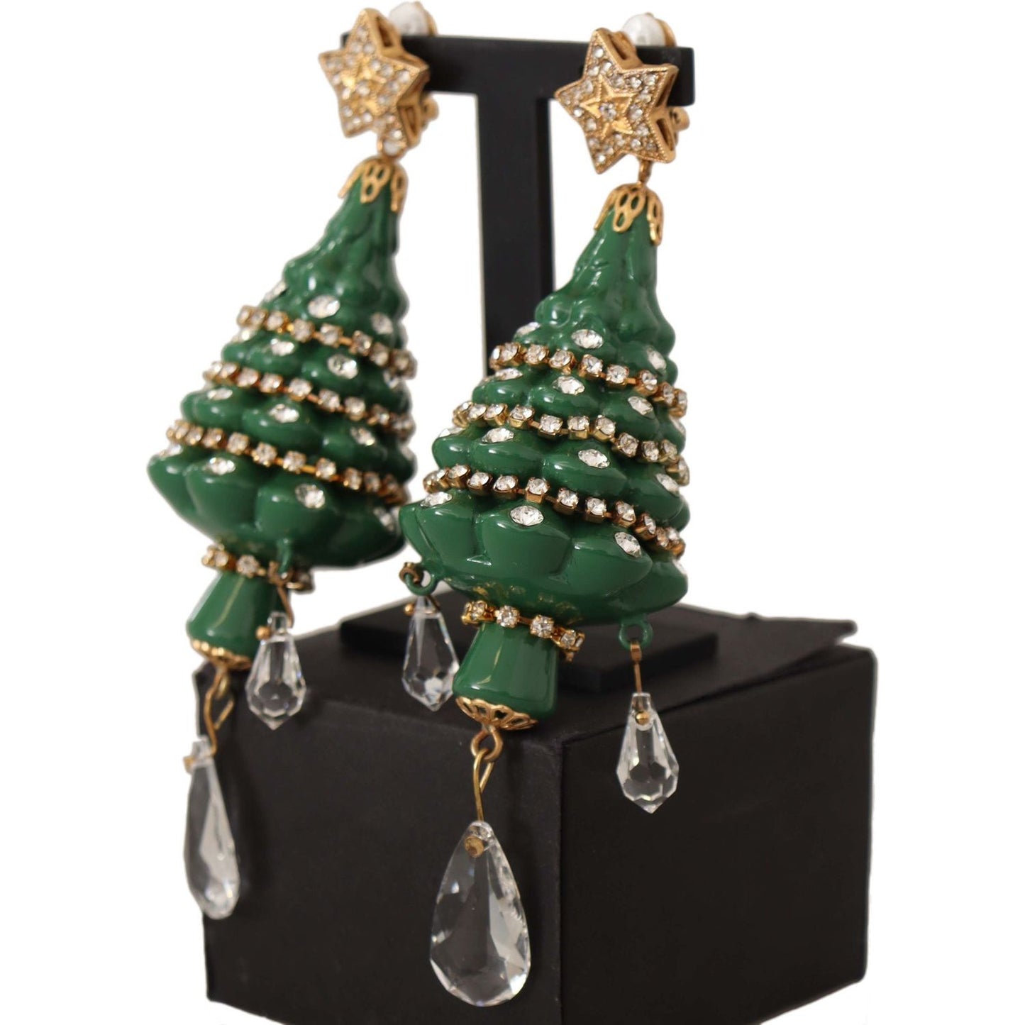 Dolce & Gabbana Enchanting Crystal Christmas Tree Clip-On Earrings Dolce & Gabbana