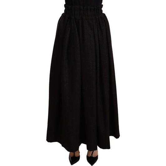 Dolce & Gabbana Black Wool High Waist Maxi PIECE Skirt