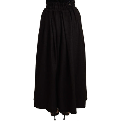 Dolce & Gabbana Black Wool High Waist Maxi PIECE Skirt
