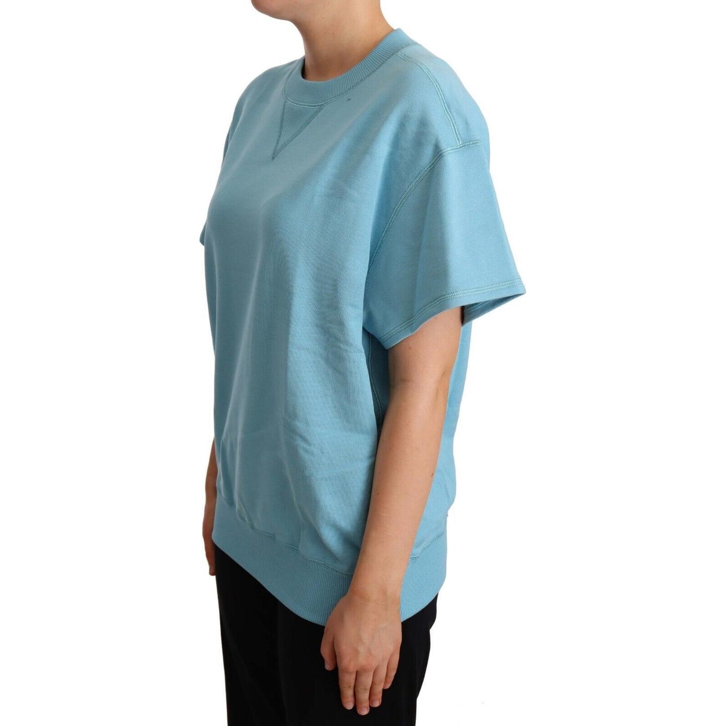 Dolce & Gabbana Elegant Blue Crew Neck Cotton Top WOMAN TOPS AND SHIRTS Dolce & Gabbana