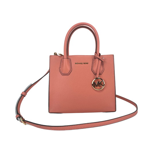 Michael Kors Mercer Medium Sherbet Pebble Leather Messenger Crossbody Bag Purse Crossbody Bag Michael Kors