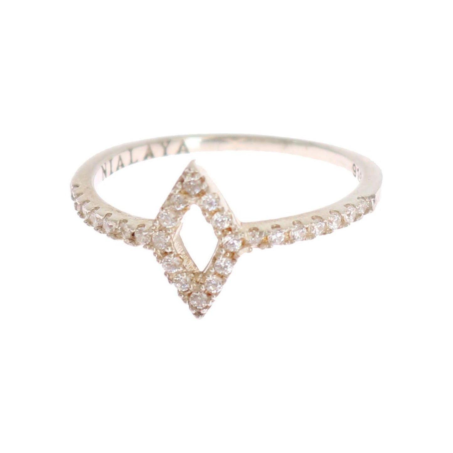 Nialaya Elegant Silver CZ Crystal Studded Ring Ring Nialaya