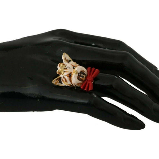 Dolce & Gabbana Elegant Canine-Inspired Gold Tone Ring Ring Dolce & Gabbana