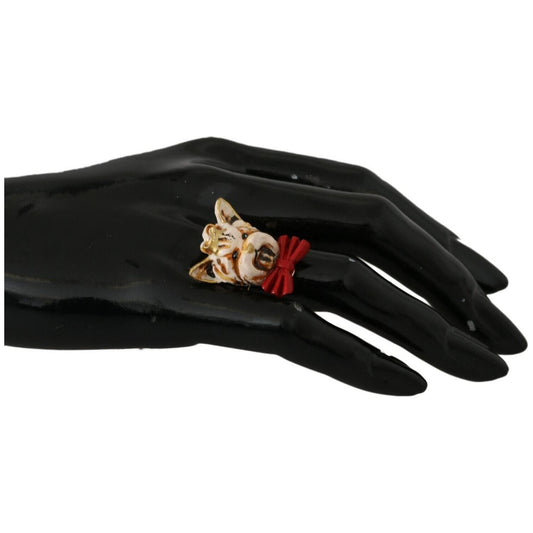 Dolce & Gabbana Elegant Canine-Inspired Gold Tone Ring Ring Dolce & Gabbana