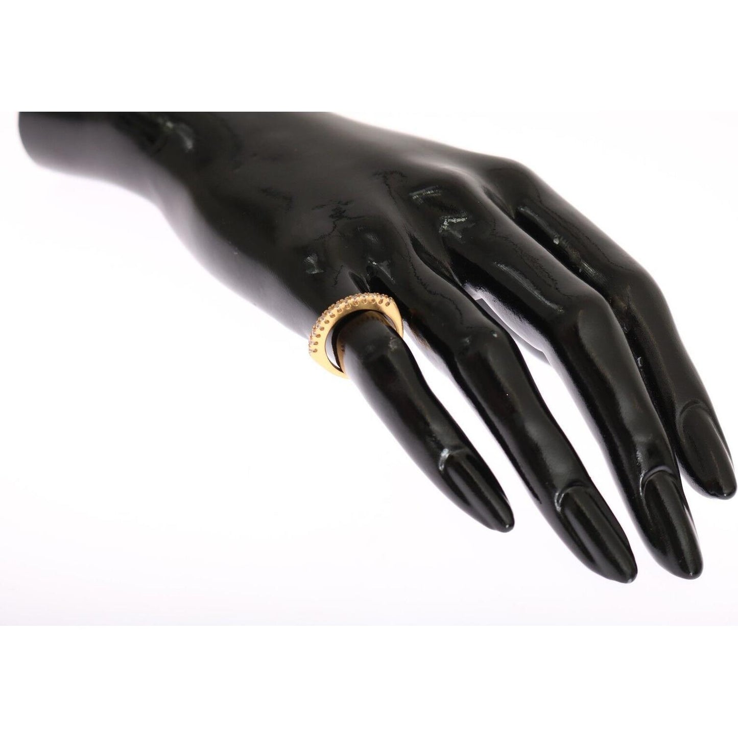 Nialaya Gold Authentic Womens Clear CZ Gold 925 Silver Ring