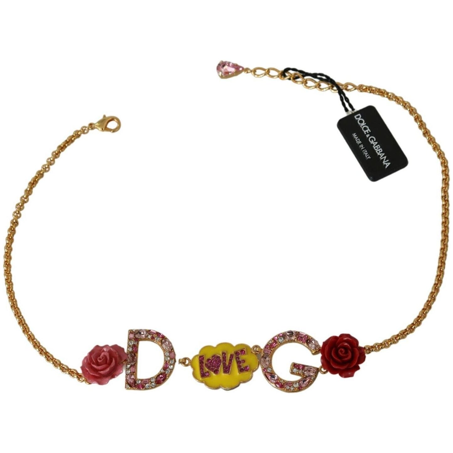 Dolce & Gabbana Gold Crystal Charm Statement Necklace Dolce & Gabbana