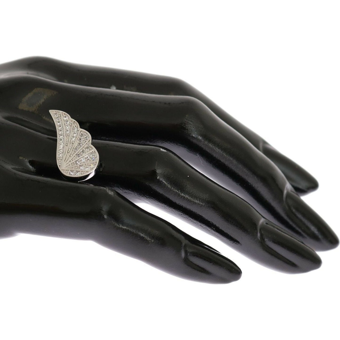 Nialaya Silver Womens Wing Clear CZ 925 Silver Ring