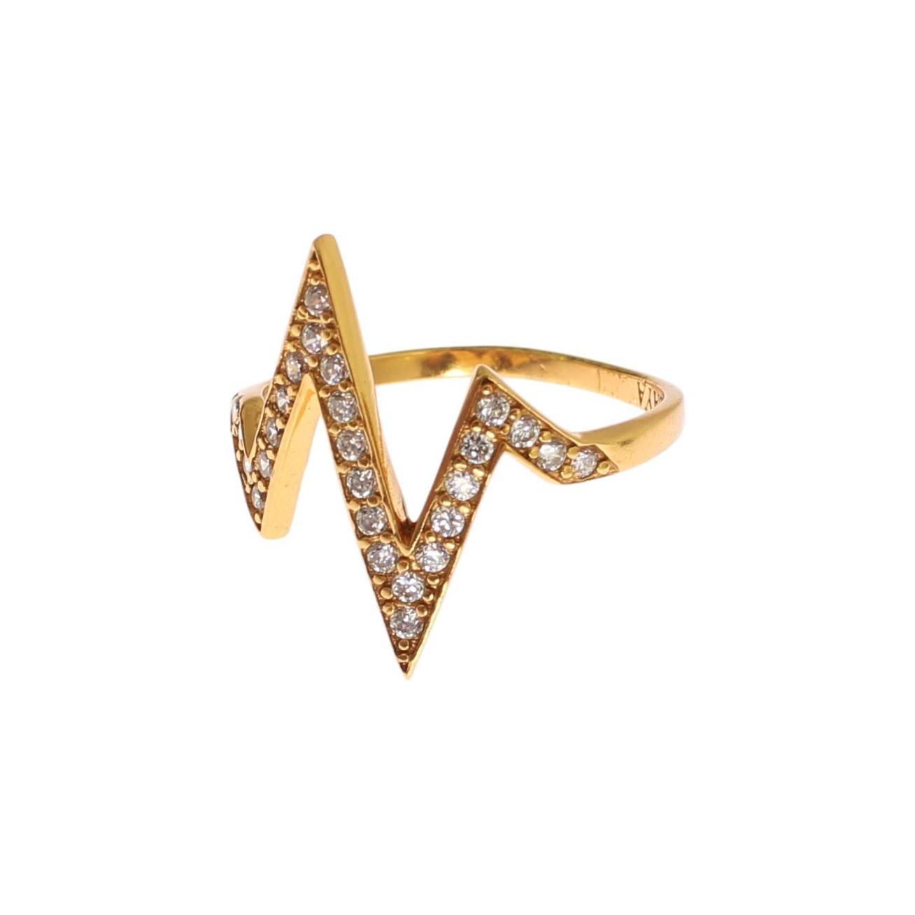 Nialaya Gold 925 Silver Womens Clear CZ 18K Ring