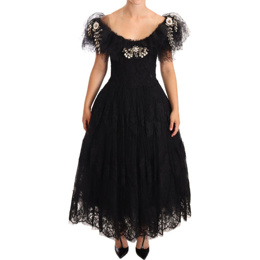 Dolce & Gabbana Crystal Embellished Black Ball Gown Dress WOMAN DRESSES Dolce & Gabbana