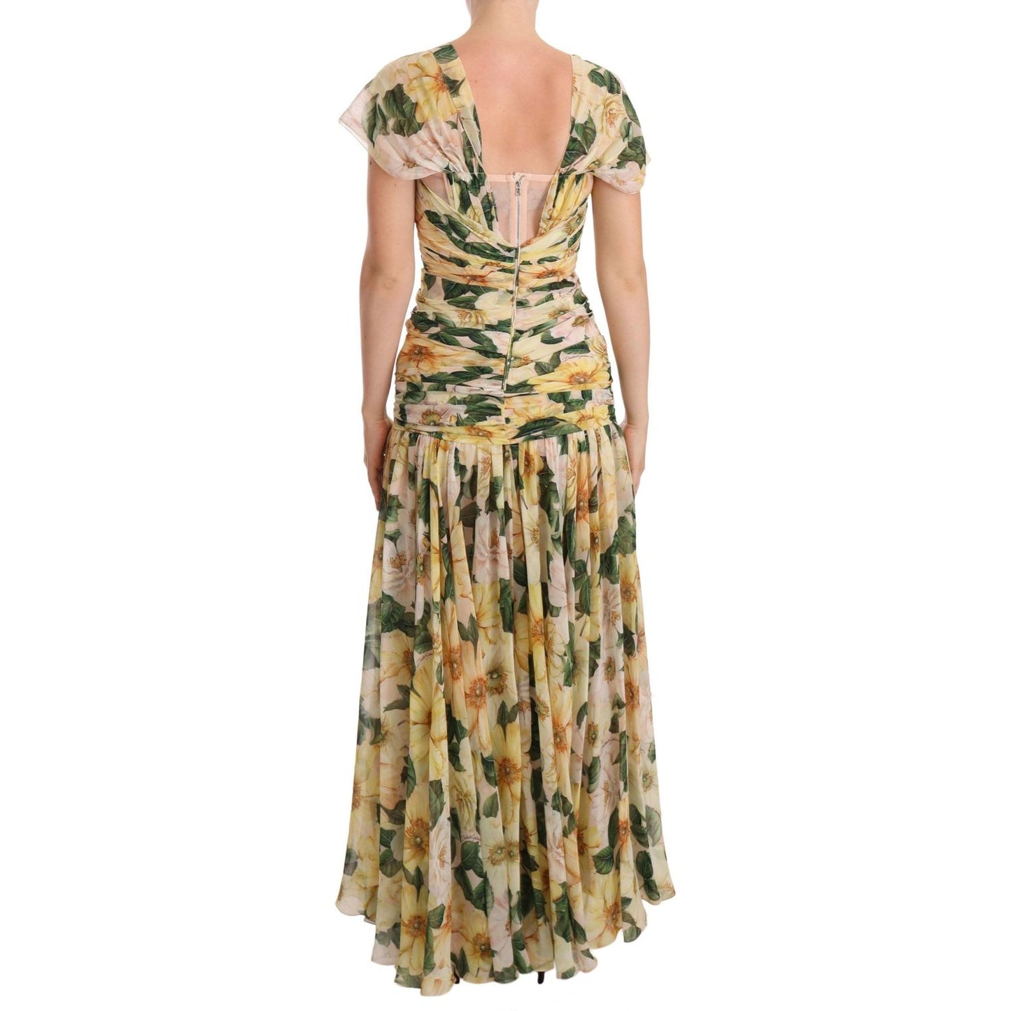 Dolce & Gabbana Floral Elegance Silk Pleated Maxi Dress WOMAN DRESSES Dolce & Gabbana