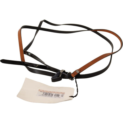 Costume National Brown Leather Silver Tone Buckle Belt