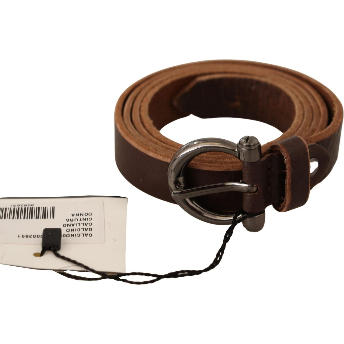 John Galliano Elegant Brown Leather Fashion Belt WOMAN BELTS John Galliano