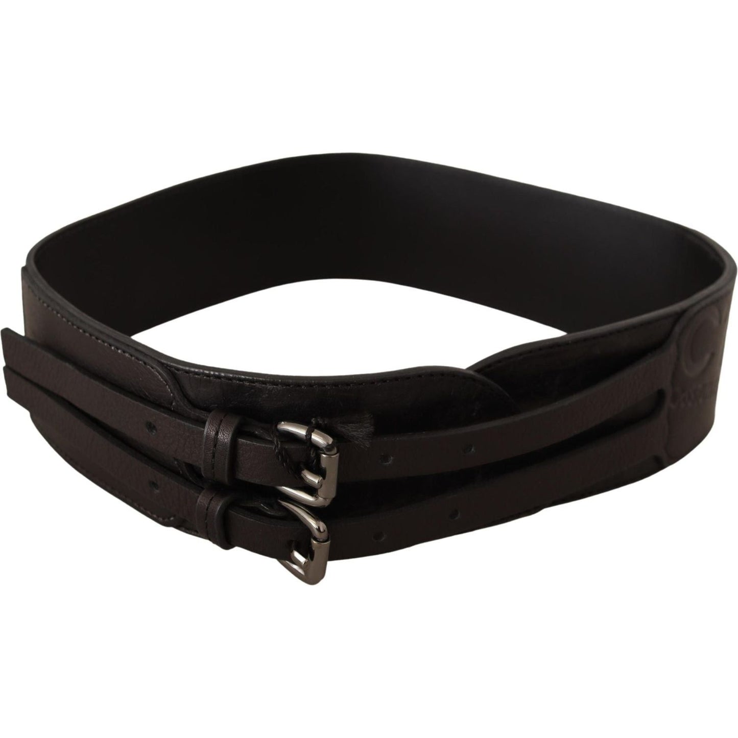 Costume National Dark Brown Leather Double Buckle Belt