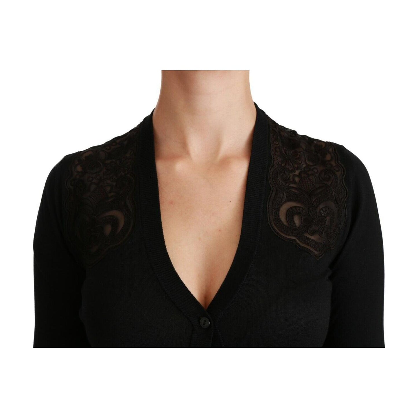 Dolce & Gabbana Alluring Silk Blend Lace Cardigan WOMAN SWEATERS Dolce & Gabbana