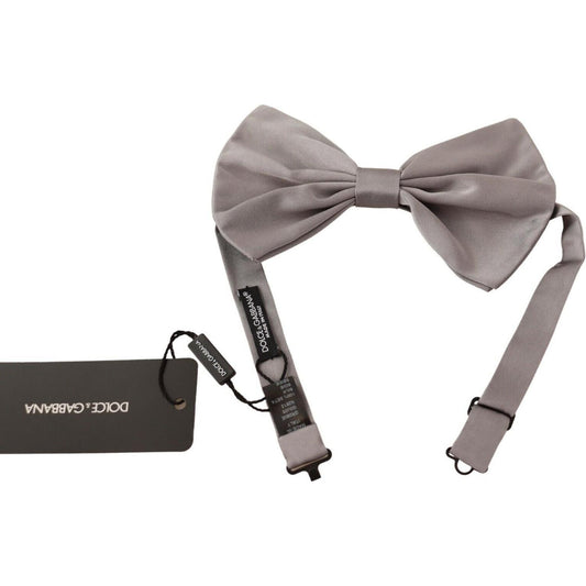 Elegant Silver Grey Silk Bow Tie