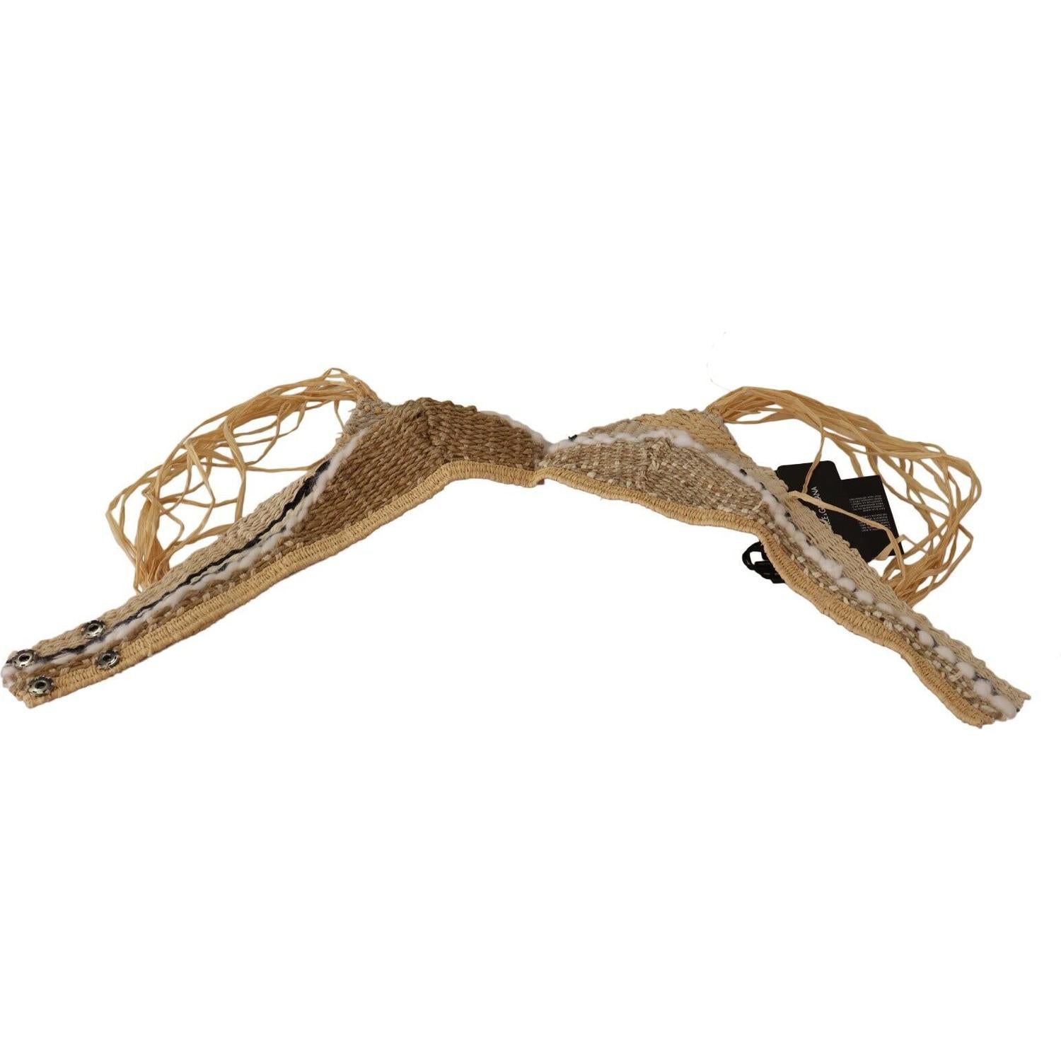 Dolce & Gabbana Beige Straw Raffia Woven Crochet Cover Up Top