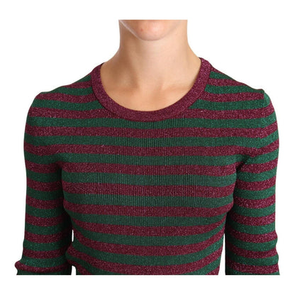 Dolce & Gabbana Multicolor Striped Crew Neck Pullover Sweater