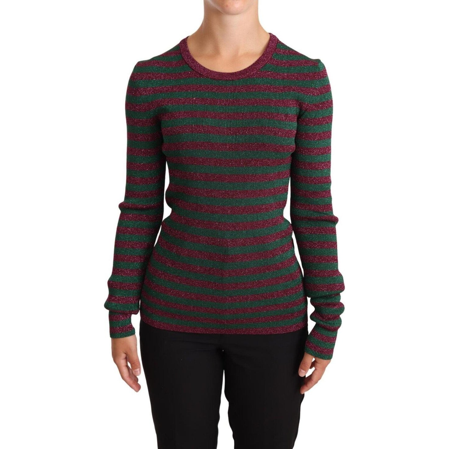 Dolce & Gabbana Multicolor Striped Crew Neck Pullover Sweater
