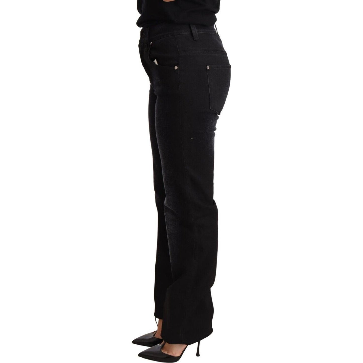 Ermanno Scervino Chic Black Washed Straight Cut Jeans Jeans & Pants Ermanno Scervino