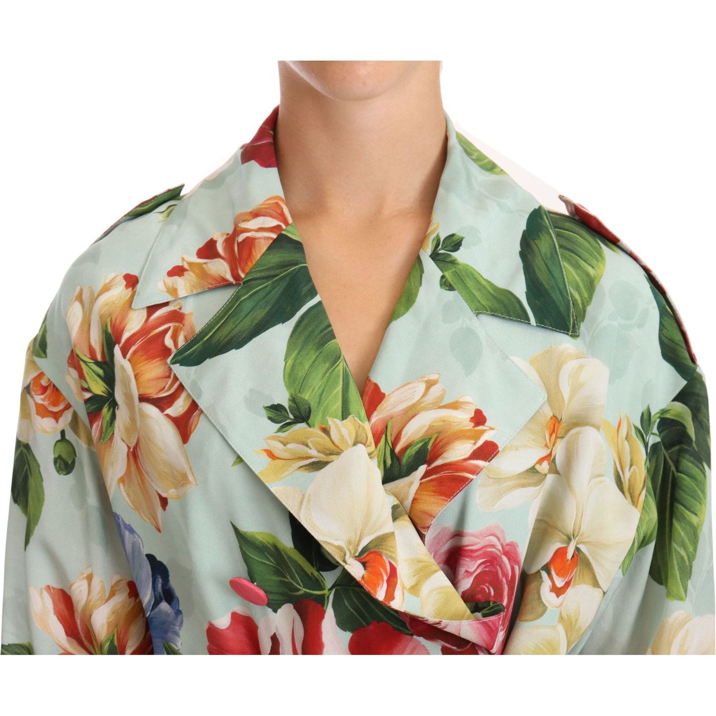 Dolce & Gabbana Elegant Floral Silk Trench Coat WOMAN COATS & JACKETS Dolce & Gabbana