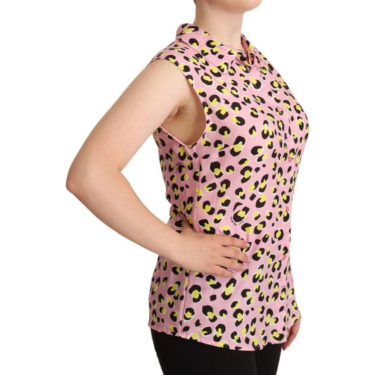 Love Moschino Sleeveless Leopard Print Polo Top WOMAN T-SHIRTS Love Moschino