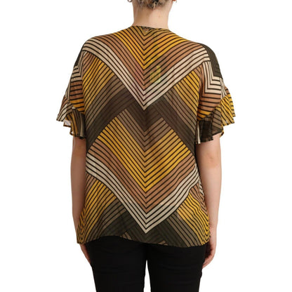 Twinset Multicolor Stripes Short Sleeves Round Neck Top Blouse 1728,67345645728,Clothing,IT42|M,Material: 100% Rayon,Multicolor,New with tags,T-Shirts - Clothing,T-Shirts - T-Shirts - Clothing,Tops & T-Shirts - Women - Clothing,Twinset,Women,Women - Cloth